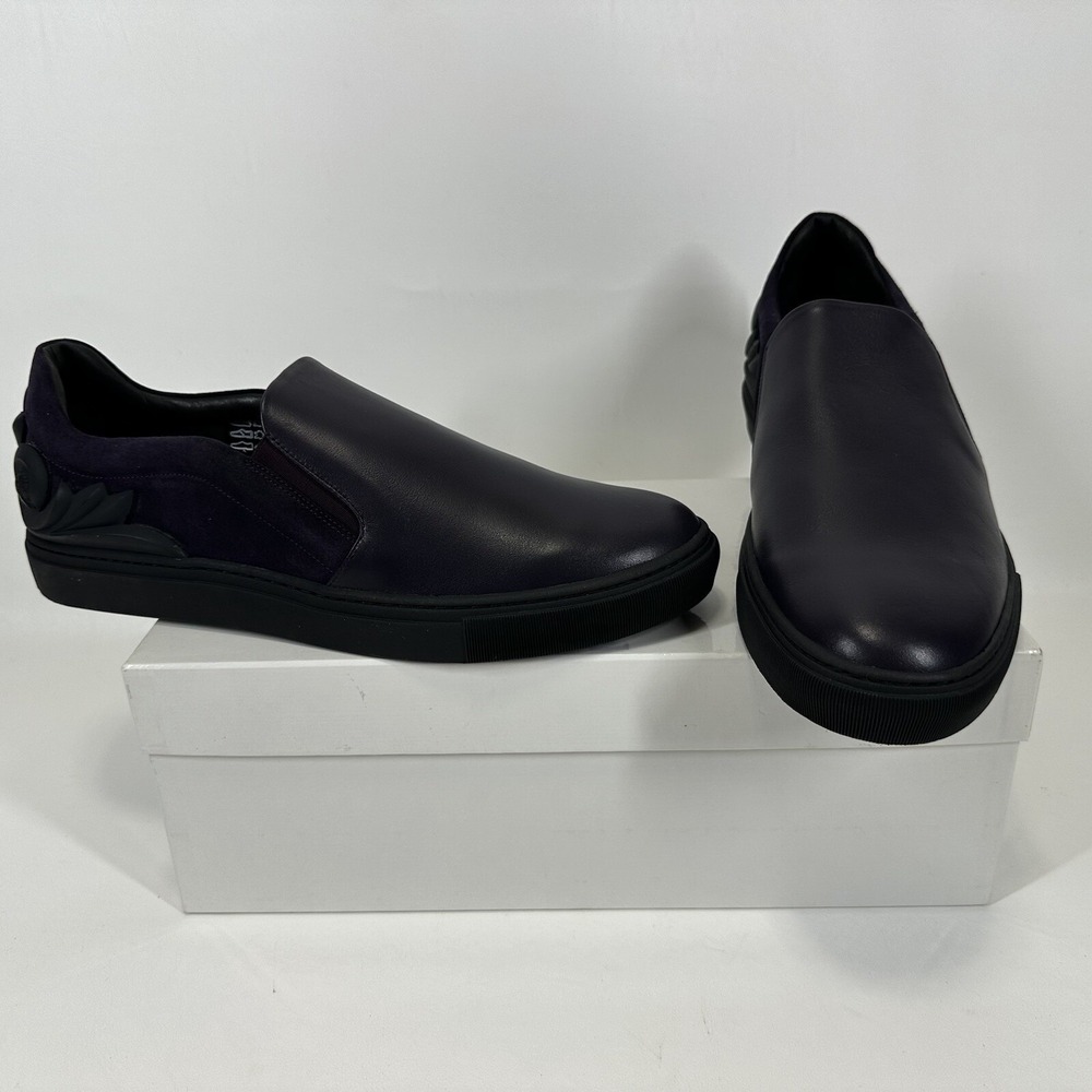 Versace Collection Baroque Slip On Sneakers Shoes Purple Men's Size 11M